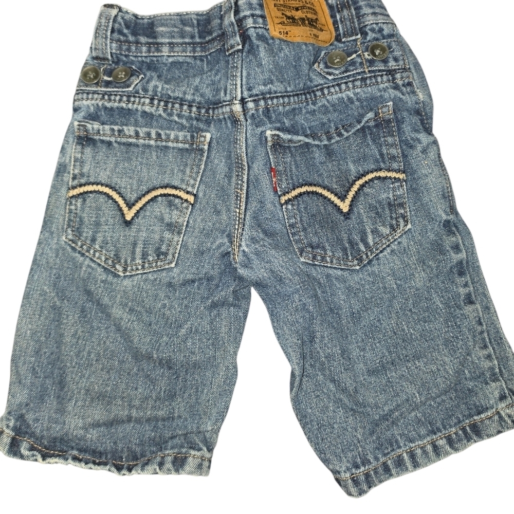 Vintage 514 Levi's Blue Denim Kids Shorts with Back Pocket Stitching